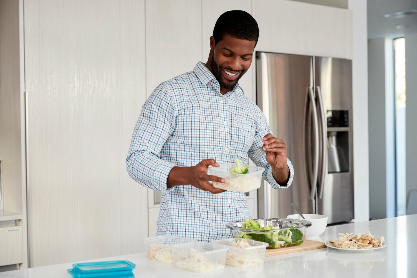 Man preparing a meal in a kitchen